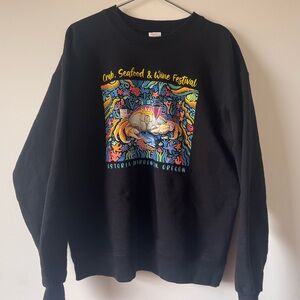 Black Graphic Y2K Beach Crewneck Sweatshirt Size M